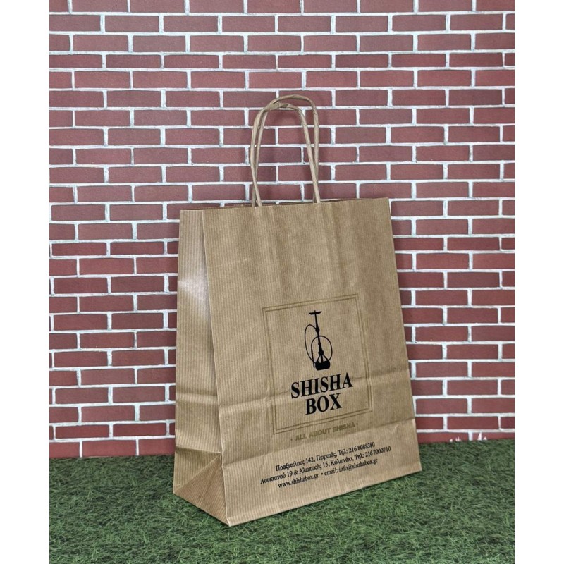 Χάρτινη Τσάντα Καφέ Kraft με Στριφτό Χεράκι 18x23x8