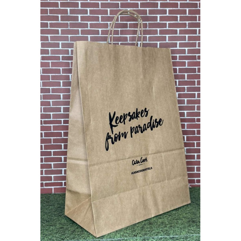 Χάρτινη Τσάντα Καφέ Kraft με Στριφτό Χεράκι 22x31x10