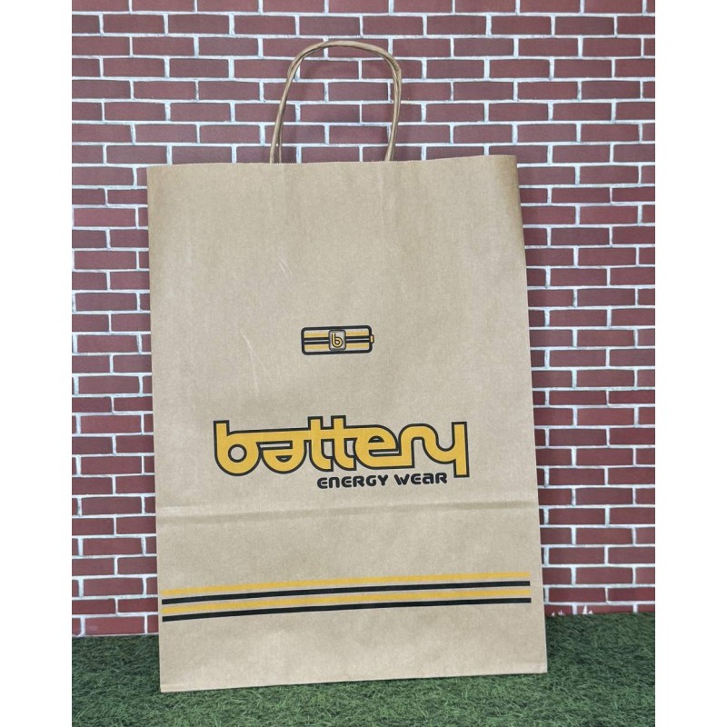 Χάρτινη Τσάντα Καφέ Kraft με Στριφτό Χεράκι 26x35x12