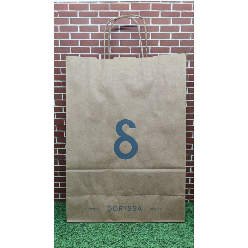 Χάρτινη Τσάντα Καφέ Kraft με Στριφτό Χεράκι 32x41x12