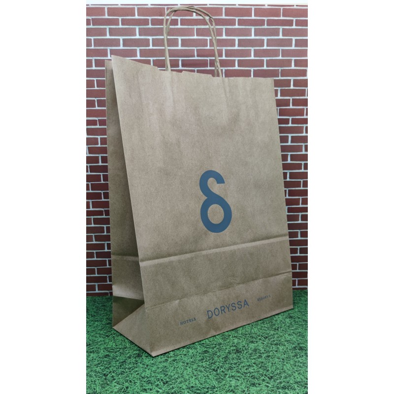 Χάρτινη Τσάντα Καφέ Kraft με Στριφτό Χεράκι 32x41x12