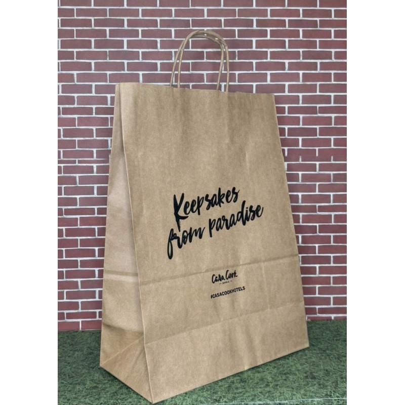 Χάρτινη Τσάντα Καφέ Kraft με Στριφτό Χεράκι 26x35x12